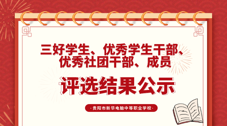 三好學(xué)生、優(yōu)秀學(xué)生干部、優(yōu)秀社團干部、成員評選結(jié)果公示